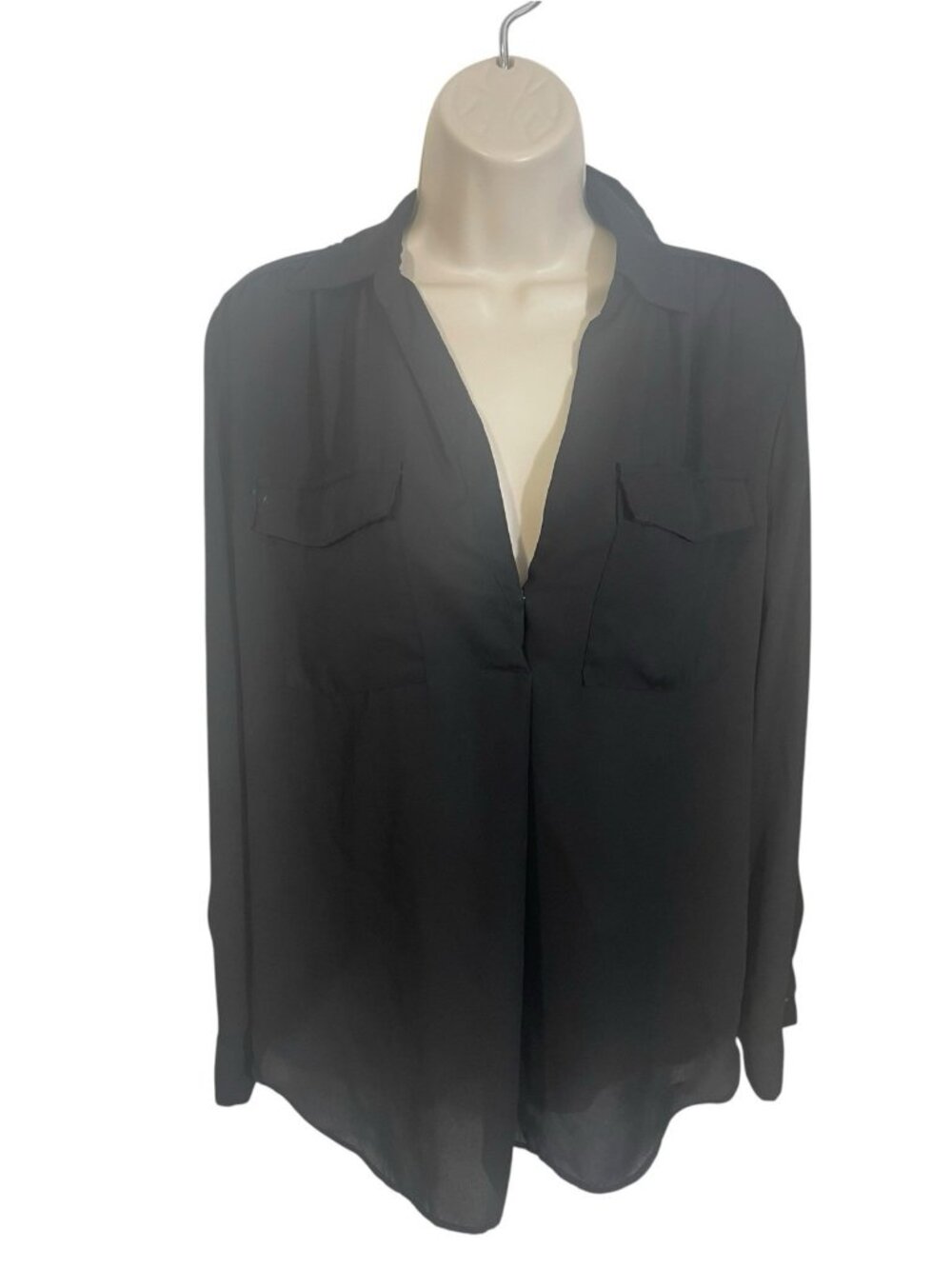 Ann Taylor Women's Size Small Camp Shirt Black Retail $79.50 READ DESCRIPTION